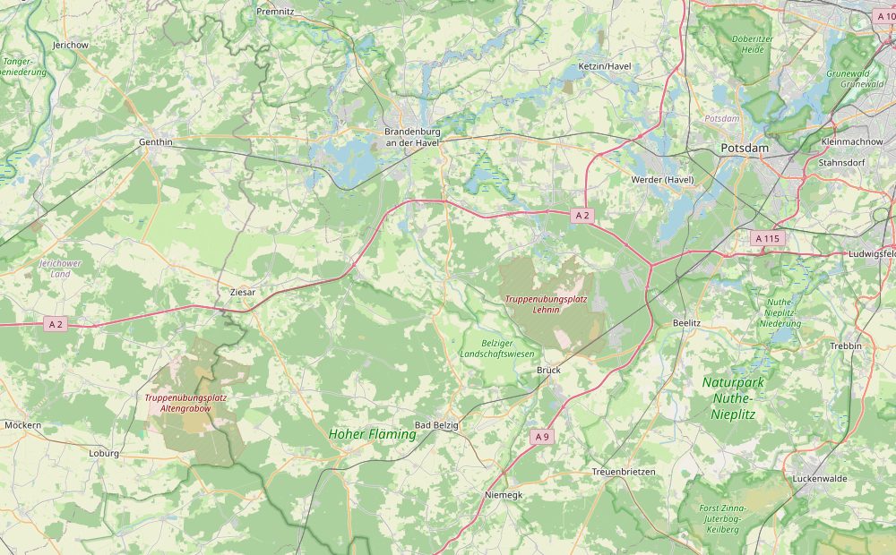Karte: Golzow (Potsdam-Mittelmark) und Umgebung